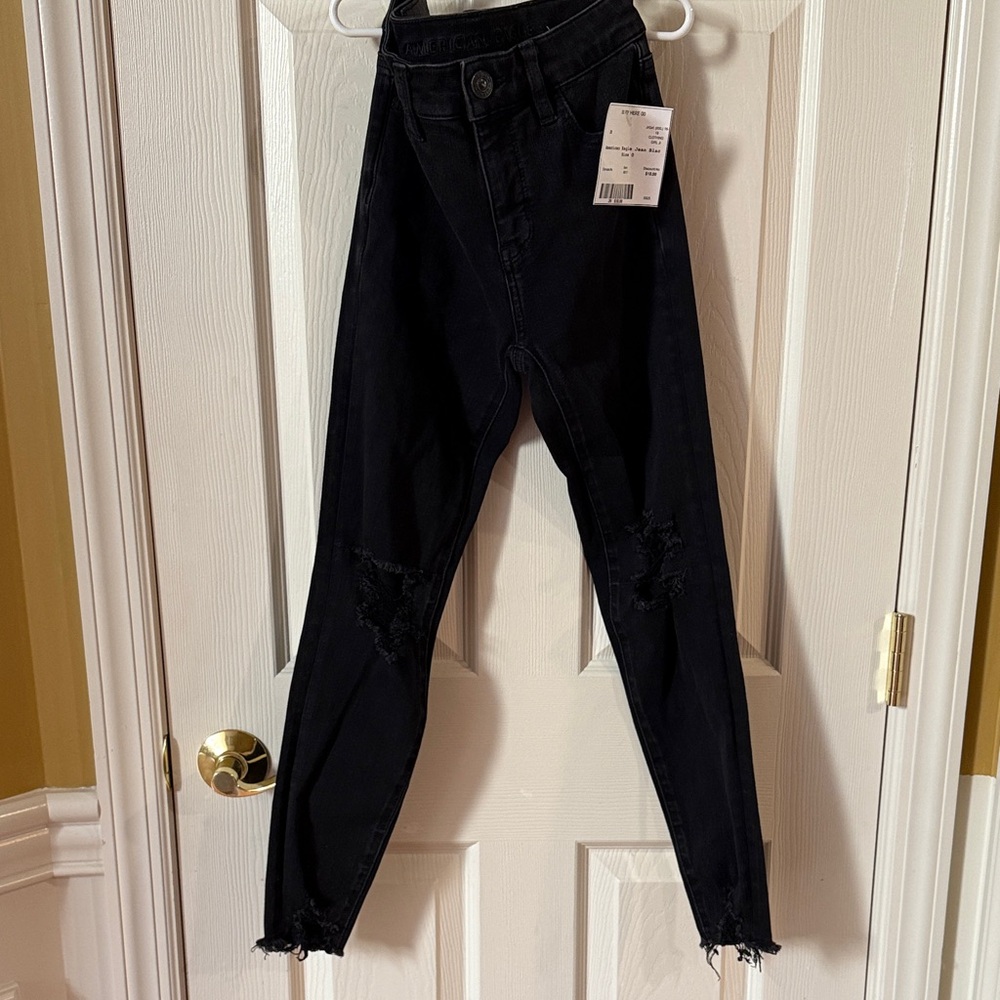 American Eagle Outfitters Black Ripped Skinny Jeans Worn Once